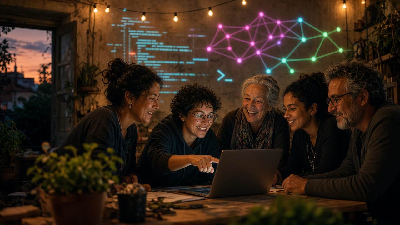 Des personnes travaillant ensemble sur des ordinateurs portables dans un espace communautaire